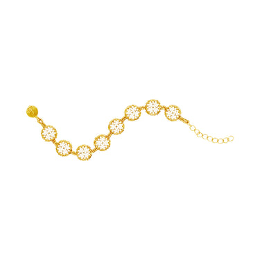 Pulsera Diamantes Redondos Dorado Ajustable Perla